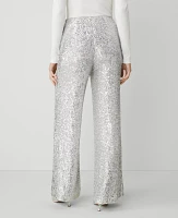 Ann Taylor Petite The Wide-Leg Pant Sequin Silver Spark Women's