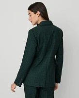 Ann Taylor The Petite One-Button Blazer Plaid Green Multi Women's