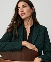 Ann Taylor The Petite One-Button Blazer Plaid Green Multi Women's