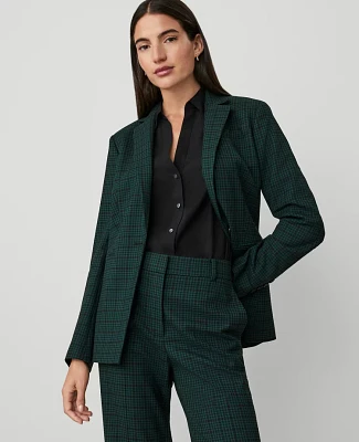 Ann Taylor The Petite One-Button Blazer Plaid Green Multi Women's