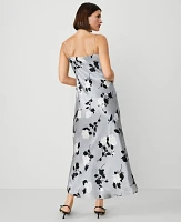 Ann Taylor Silk Rose Garden Cowl-Neck Slip Dress Silver Mist Women's