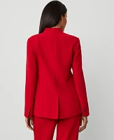 Ann Taylor The Petite Cutaway Blazer Fluid Crepe Gingham Red Women's