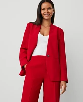 Ann Taylor The Petite Cutaway Blazer Fluid Crepe Gingham Red Women's