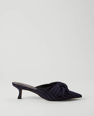 Ann Taylor Pinstripe Bow Mule Pump Night Sky Women's