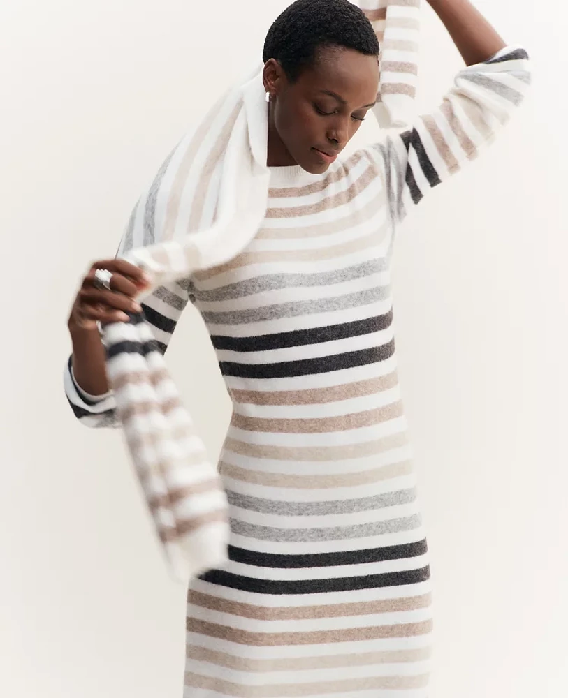 Ann Taylor Multi Stripe Sweater Dress Winter White Women's