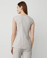 Ann Taylor Plaid Square Neck Vest Cashew Beige Women's