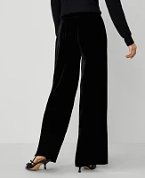 Ann Taylor The Perfect Wide-Leg Pant Drapey Velvet Black Women's