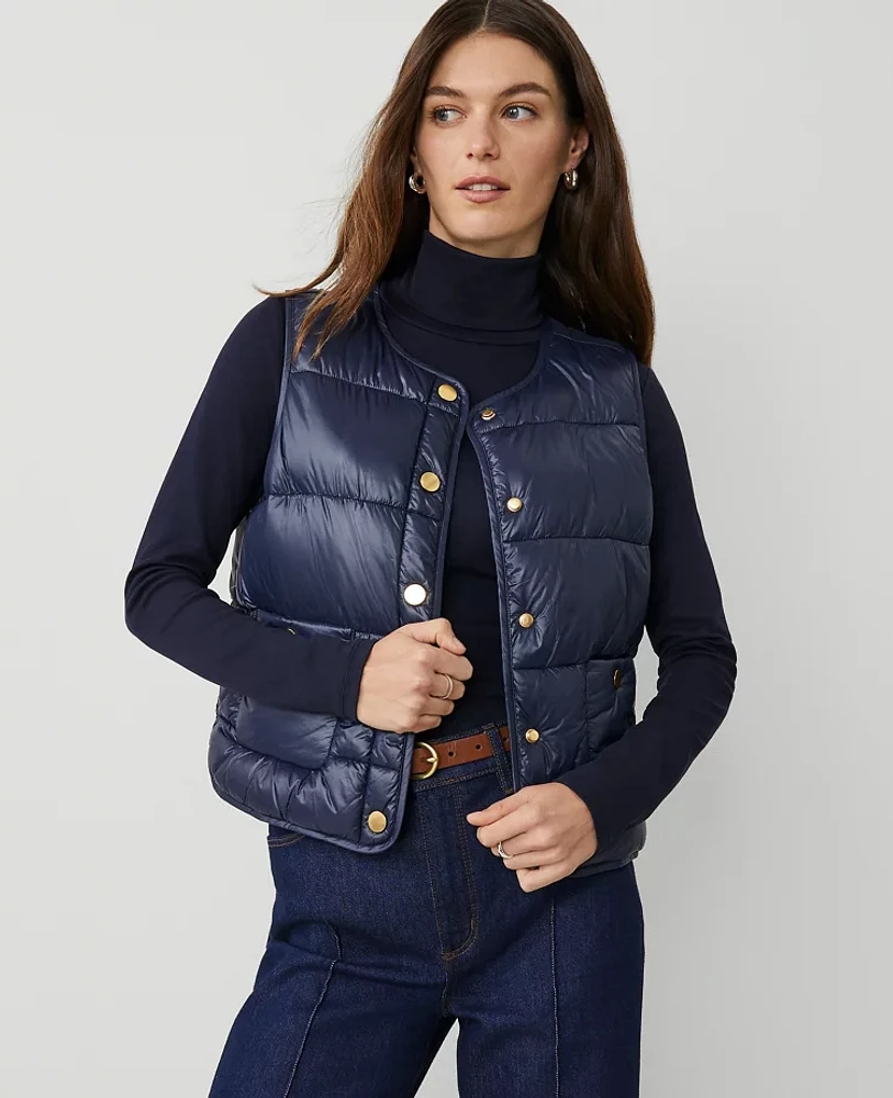 Ann Taylor Quilted Vest Night Sky Women's