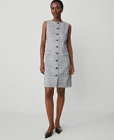 Ann Taylor The Button Shift Dress Plaid Black Women's