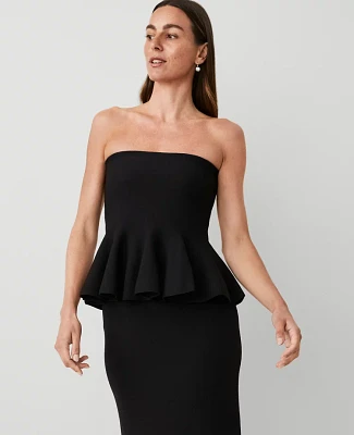 Ann Taylor Strapless Peplum Top Black Women's