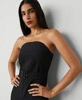 Ann Taylor Petite Strapless Boot-Leg Jumpsuit Black Women's