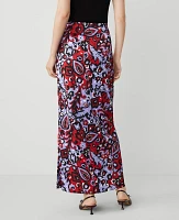 Ann Taylor Paisley Side Slit Column Maxi Skirt Iconic Red Women's