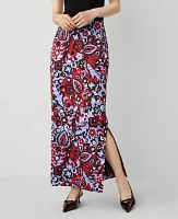 Ann Taylor Paisley Side Slit Column Maxi Skirt Iconic Red Women's