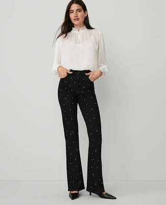 Ann Taylor The Petite Embellished Flare Jean Classic Black Wash Women's