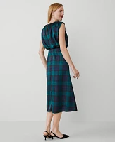 Ann Taylor Petite Tartan Cap Sleeve Midi Dress Rainforest Women's