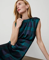 Ann Taylor Petite Tartan Cap Sleeve Midi Dress Rainforest Women's