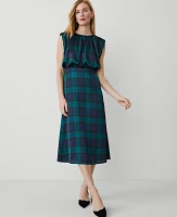 Ann Taylor Petite Tartan Cap Sleeve Midi Dress Rainforest Women's