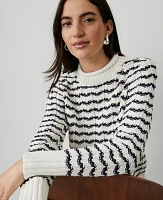 Ann Taylor Petite Striped Roll Neck Sweater Navy/White Women's