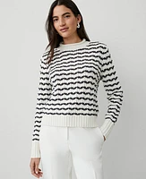 Ann Taylor Petite Striped Roll Neck Sweater Navy/White Women's