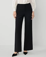 Ann Taylor The Darted Wide-Leg Pant - Curvy Fit Black Women's