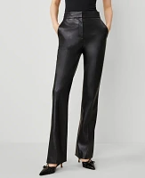 Ann Taylor The Petite Skinny Flare Pant with Vent Hem Faux Leather Black Women's