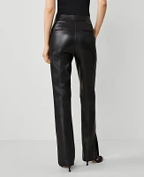 Ann Taylor The Petite Skinny Flare Pant with Vent Hem Faux Leather Black Women's