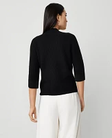 Ann Taylor Petite Ribbed Mock Neck Sweater Black Women's