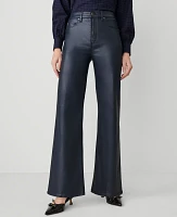 Ann Taylor The Petite Coated Wide-Leg Jean Navy Women's