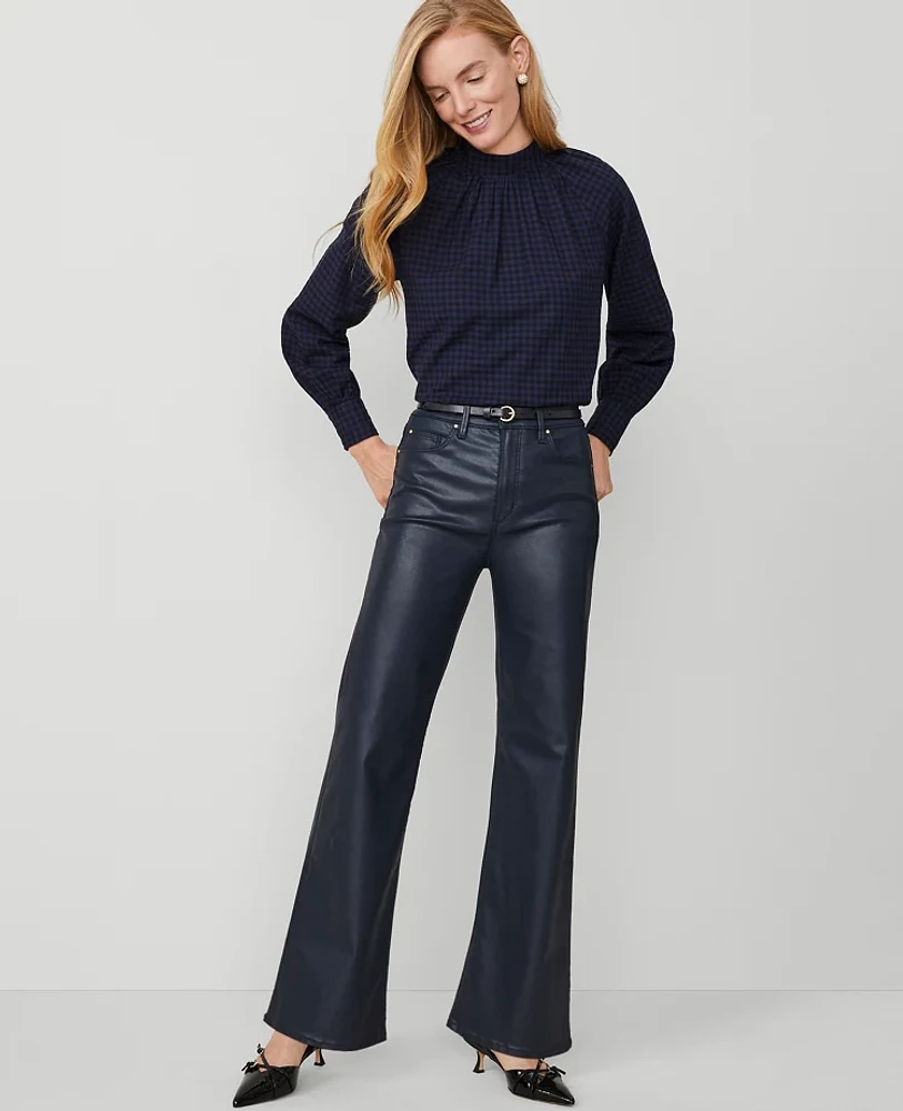 Ann Taylor The Petite Coated Wide-Leg Jean Navy Women's