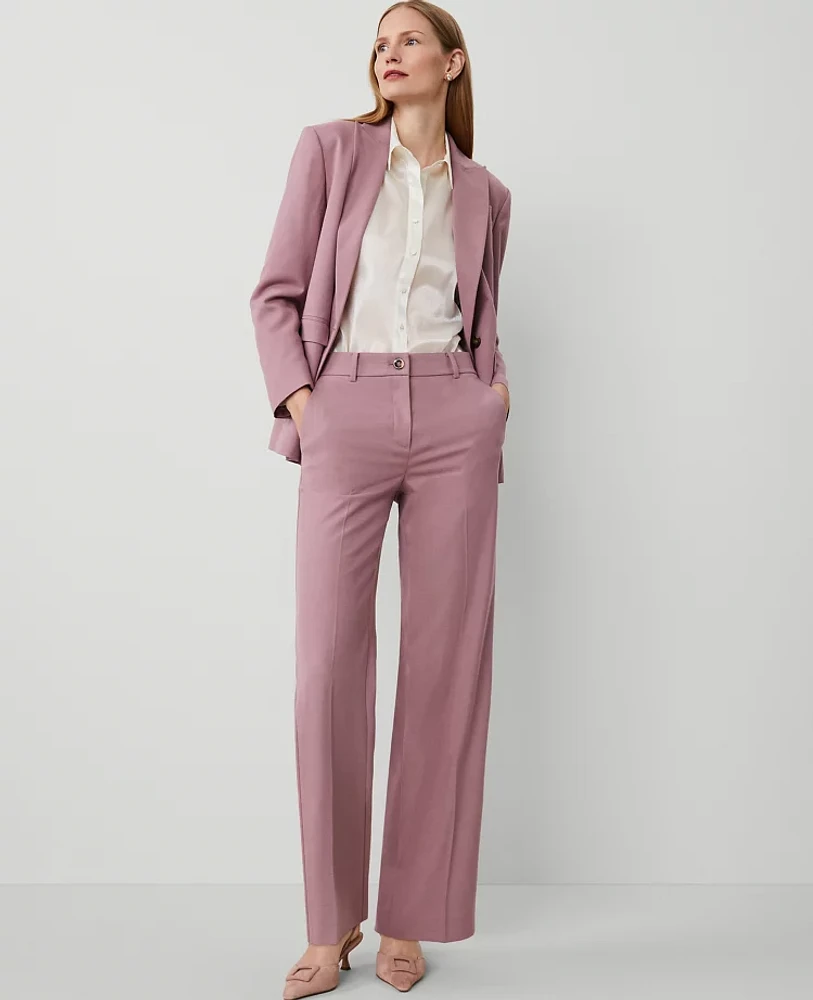 Ann Taylor The Petite Perfect Wide-Leg Pant Flannel Orchid Rose Melange Women's