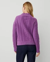 Ann Taylor Mixed Cable Mock Neck Sweater Women's