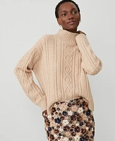 Ann Taylor Mixed Cable Mock Neck Sweater Women's