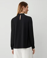 Ann Taylor Draped Mock Neck Top Black Women's