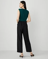 Ann Taylor Petite Sleeveless Straight-Leg Jumpsuit Rainforest Women's