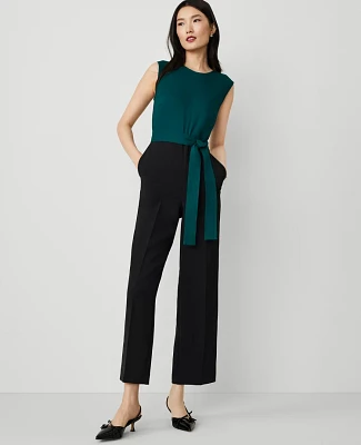 Ann Taylor Petite Sleeveless Straight-Leg Jumpsuit Rainforest Women's