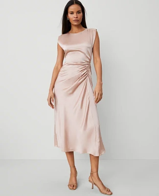 Ann Taylor Studio Collection Silk Flutter Sleeve Midi Dress Rose Dust Women's