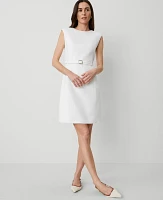 Ann Taylor The Belted Shift Dress Linen Blend White Women's