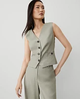 Ann Taylor The Tailored Button Pocket Vest Seagrass Women's