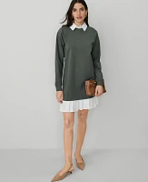 Ann Taylor Ponte Sweatshirt Mini Dress Dried Cilantro Women's