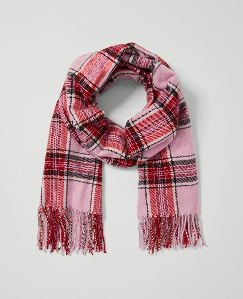 Ann Taylor Plaid Scarf Foxglove Women's