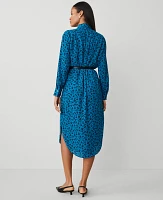 Ann Taylor Petite Floral Column Midi Dress Gulf Blue Women's