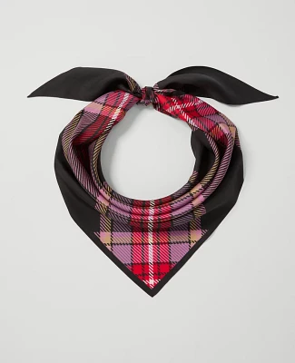 Ann Taylor Plaid Triangle Silk Scarf Black Women's