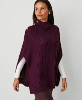 Ann Taylor Button Mock Neck Cable Poncho Women's