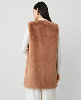 Ann Taylor Fuzzy Faux Fur Vest Cafe Au Lait Women's