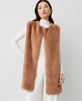 Ann Taylor Fuzzy Faux Fur Vest Cafe Au Lait Women's