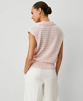 Ann Taylor Striped Wedge Sweater Pink/White Combo Women's