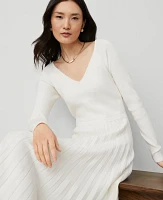 Ann Taylor Petite V-Neck Sweater Dress Winter White Women's