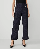 Ann Taylor Metallic Tweed Pocket Straight Ankle Pant Night Sky Women's