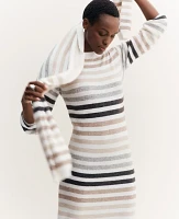 Ann Taylor Petite Multi Stripe Sweater Dress Winter White Women's