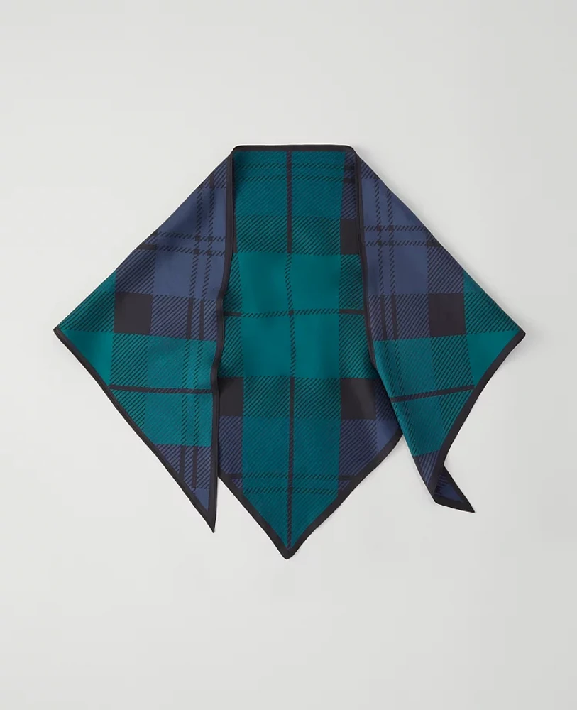 Ann Taylor Tartan Triangle Silk Scarf Rainforest Women's